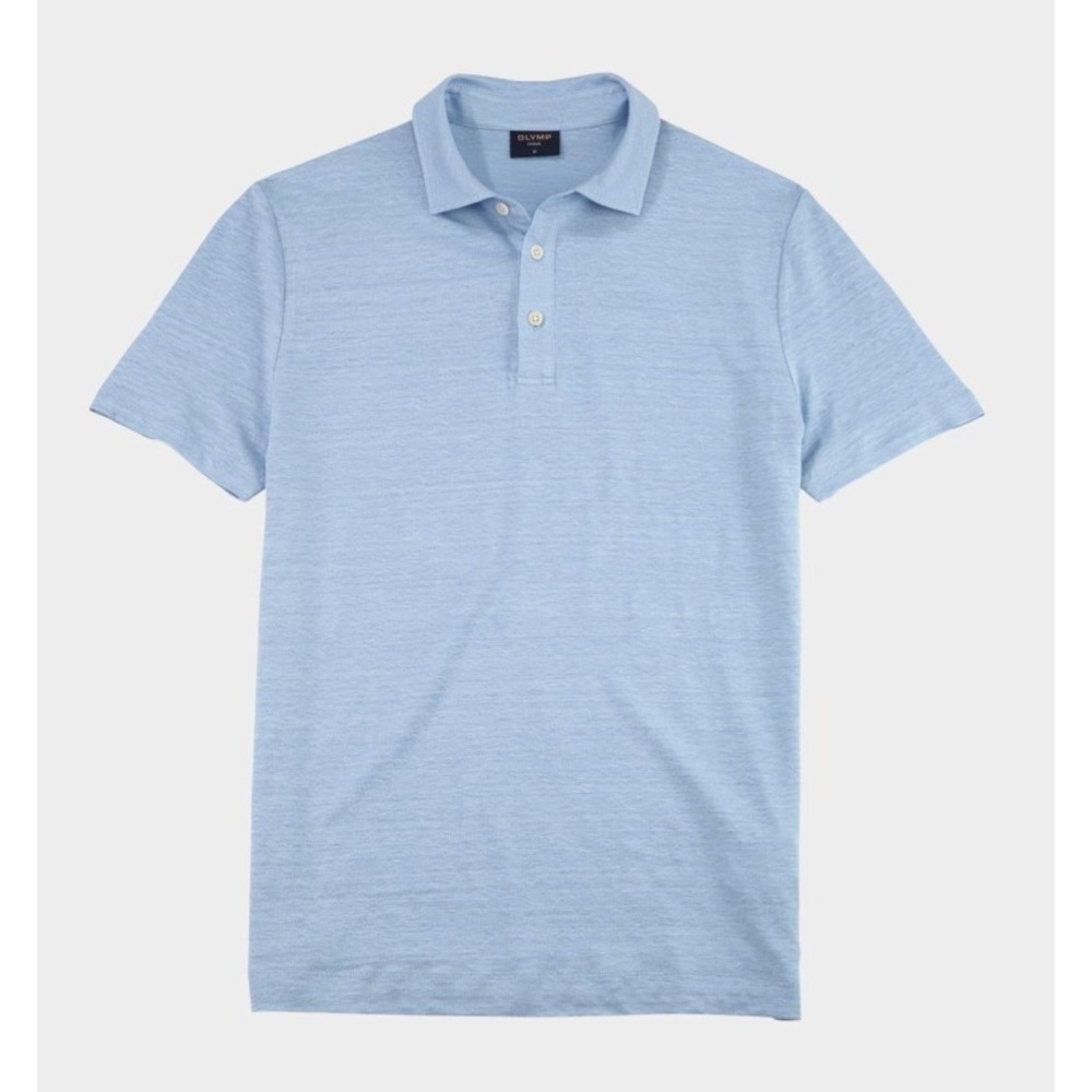 OLYMP Polo Shirt Light Blue Linen Blend Short Sleeve Men's Size Medium NEW